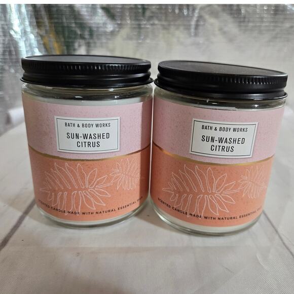 Bath & Body Works Other - NWT Bath and Body Work Sun Washed Citrus Single Wick Candle Home Decor 2pcs